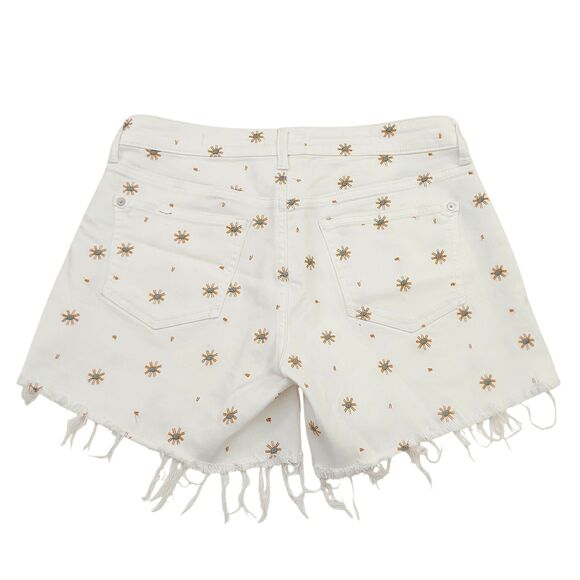Pilcro by Anthropologie Jean Shorts Womens 27 White Cut-Off Stretch Embroidered - Picture 4 of 12